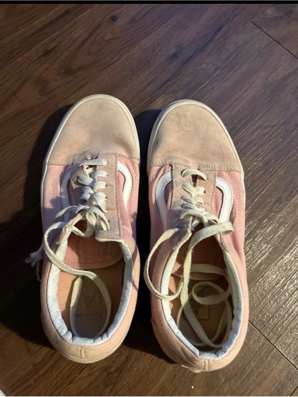 Vans Pink Suede Low-Top Sneakers with White Side Stripe